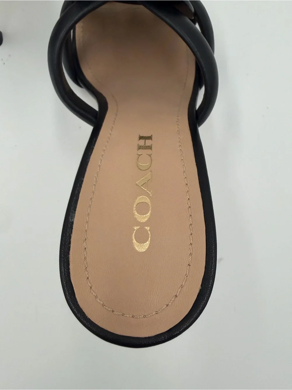 Coach Kellie Black Knot Heels, Mules, Slides with Woven C logo Size 9